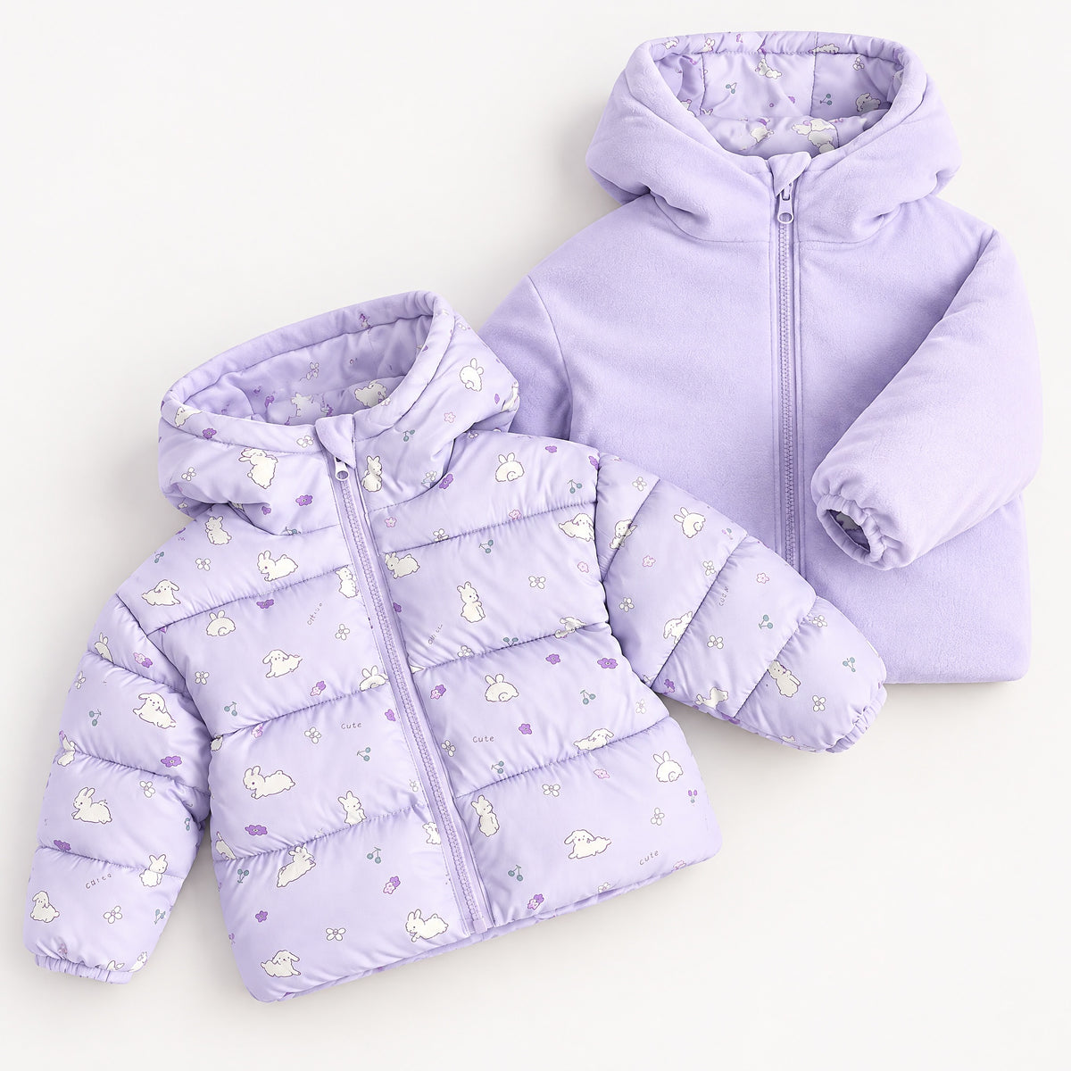 Autumn Winter Baby Girl Fleece Jacket Thermal Hooded Long-sleeved Boy Jacket Thickened Windproof Double-sided Wear Neutral Outdoor Leisure Sports Cotton Clothes