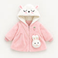 Baby Girl Solid Color Long Sleeve Hooded Coat with Bunny Design, Comes with Matching Bag, Cute Sweet Fashion Windproof Warm Jacket for Infant Toddlers, Daily & Outdoor Casual Wear, 0-3T