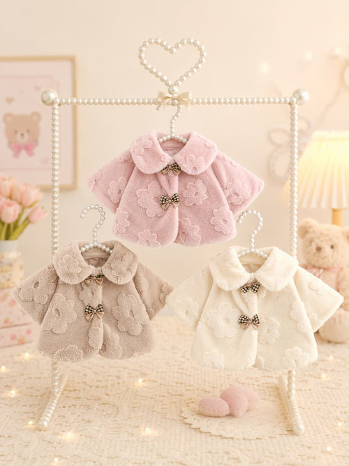 Autumn Winter Baby Girl Cute Coat Sweet Bow Kids' Wear Toddler Plush Clothes 0-3T Infants Soft Warm Outfits