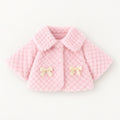 Baby Girl Autumn Winter Long Sleeve Solid Cape Coat with Square Lapel & Bow Decor, Cute Sweet Warm Jacket for Infant Toddlers, Daily & Outdoor Casual Wear, 0-3T
