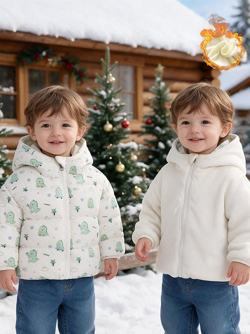 Autumn Winter Baby Girl Fleece Jacket Thermal Hooded Long-sleeved Boy Jacket Thickened Windproof Double-sided Wear Neutral Outdoor Leisure Sports Cotton Clothes