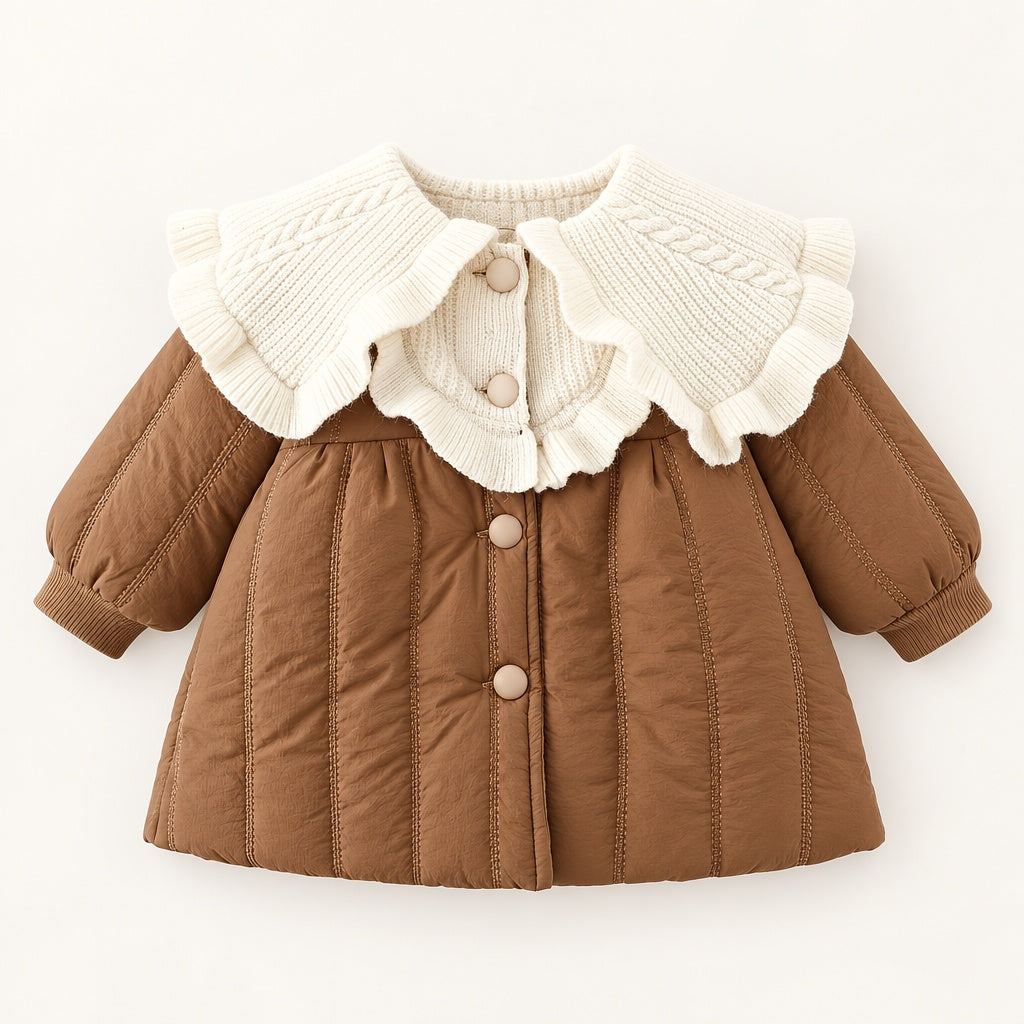 Infant Baby Girl Coat Solid Color Jacket 0-3Y | Fall Winter Long Sleeve Warm Windproof Korean Style Coat for Casual Daily & Outdoor Wear