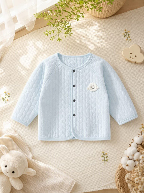 Baby Boys & Girls Warm Cardigan Jacket, 100% Cotton Simple Cute Top, Versatile Home & Outdoor Coat for Spring Autumn Winter