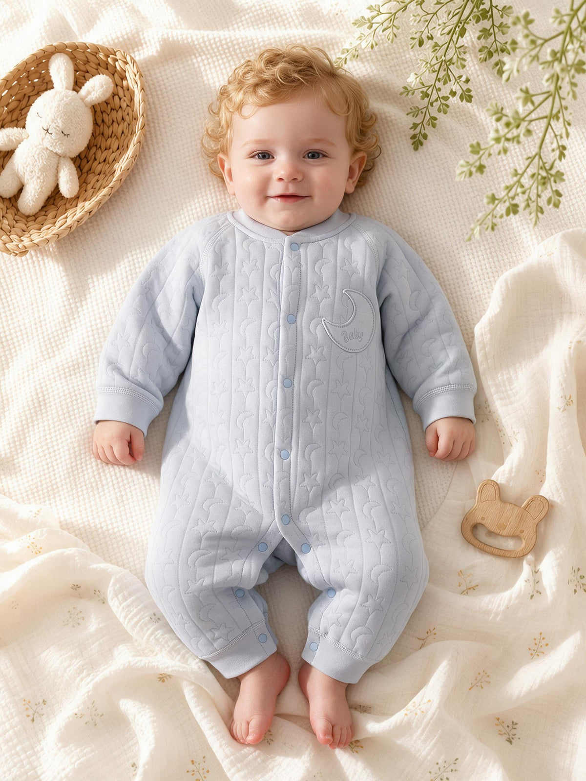 Unisex Solid‑Color Long‑Sleeve Baby Onesie, 100% Cotton Warm Newborn Romper, Indoor Outdoor Daily Wear for 0‑2 Years Old