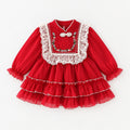 Baby Girl Long Sleeve Chinese Style Floral Dress for Spring & Autumn, Cute Sweet Fashion Warm Outfit, Daily & Outdoor Casual Wear, 0-3T