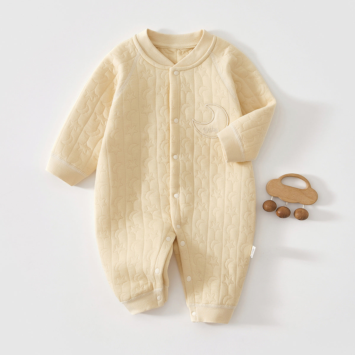 Unisex Solid‑Color Long‑Sleeve Baby Onesie, 100% Cotton Warm Newborn Romper, Indoor Outdoor Daily Wear for 0‑2 Years Old
