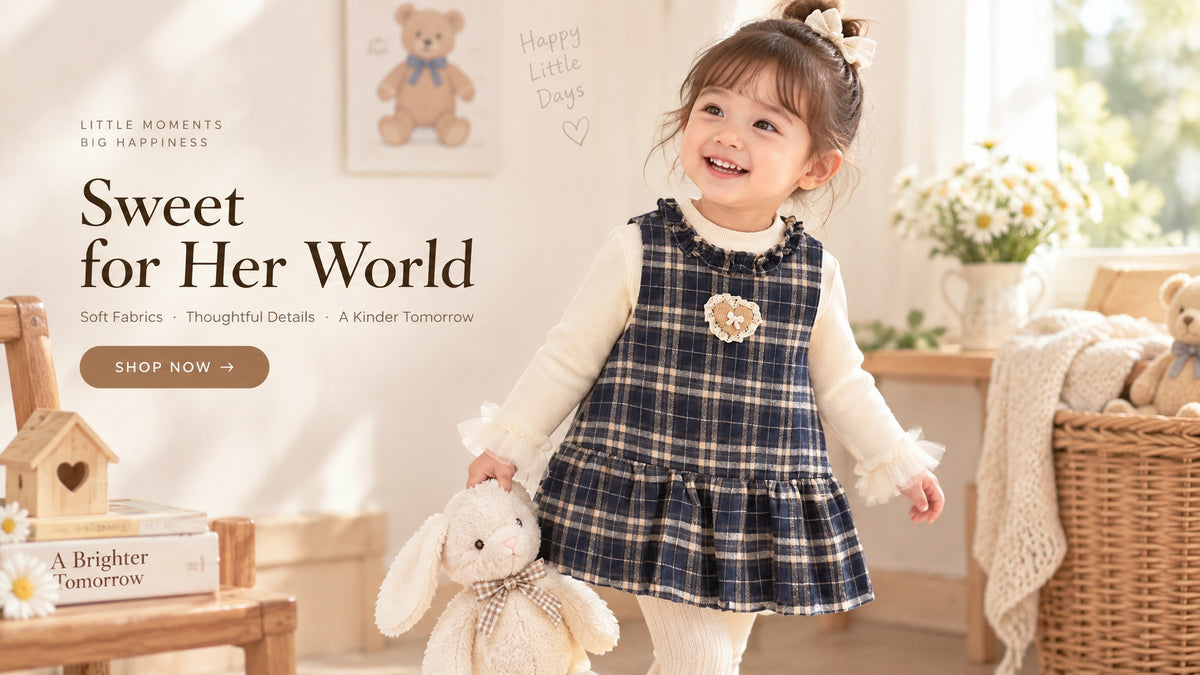 2Pcs Set Baby Girl Autumn Winter Round Neck Long Sleeve Plaid Heart Print Dress Suit, Sweet Fashion Outfit for Infant Toddlers, Daily & Outdoor Casual Wear, 0-3T