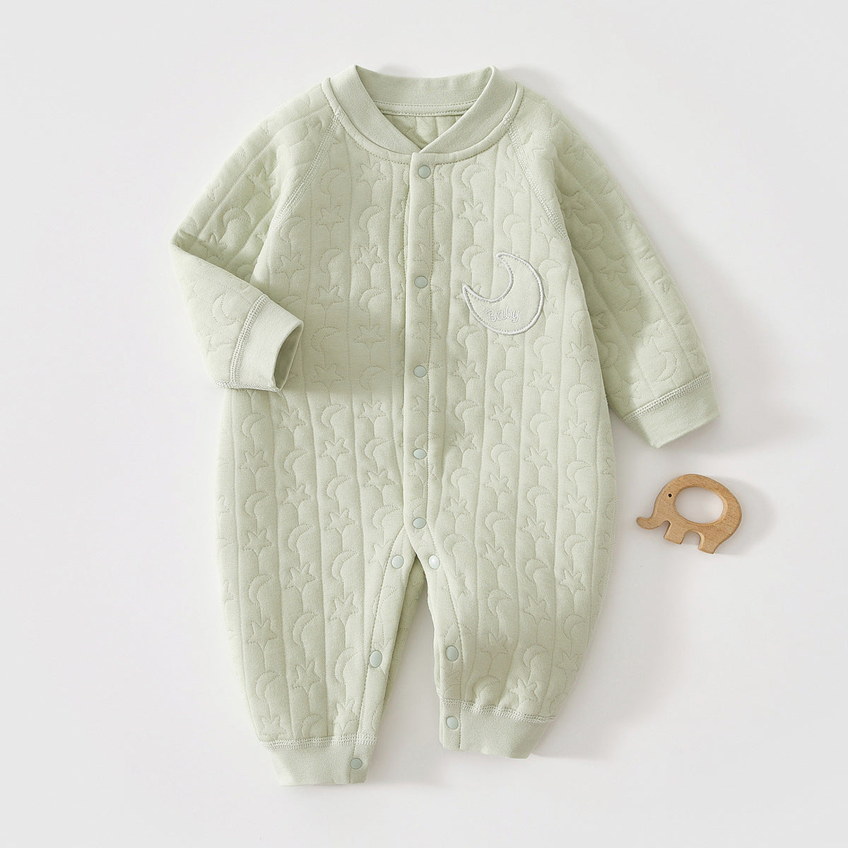 Unisex Solid‑Color Long‑Sleeve Baby Onesie, 100% Cotton Warm Newborn Romper, Indoor Outdoor Daily Wear for 0‑2 Years Old